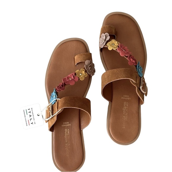 sophia milano Shoes - New Handmade Italian Sophia Milano Suede Flowers Flat Slip On Sandals  Size 7.5